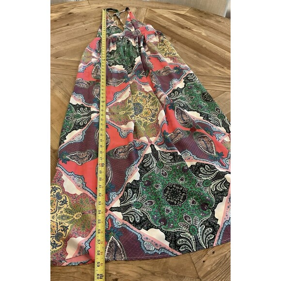 Yumi Kim Enchanted Silk Maxi Dress‎ Mosaic Print Back Cutout Detail Size Medium - Picture 9 of 11